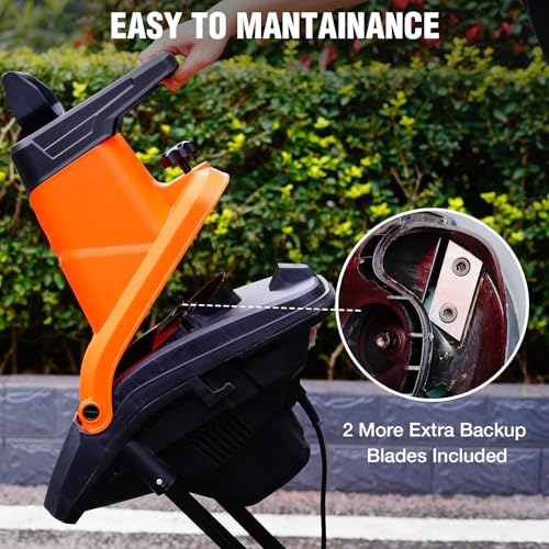 AIVOLT Wood Chipper Shredder 1800w Electric Leaf Mulcher Shredder with Collection Bag 1.8-inch Cutting Diameter 15-Amp for Mulching