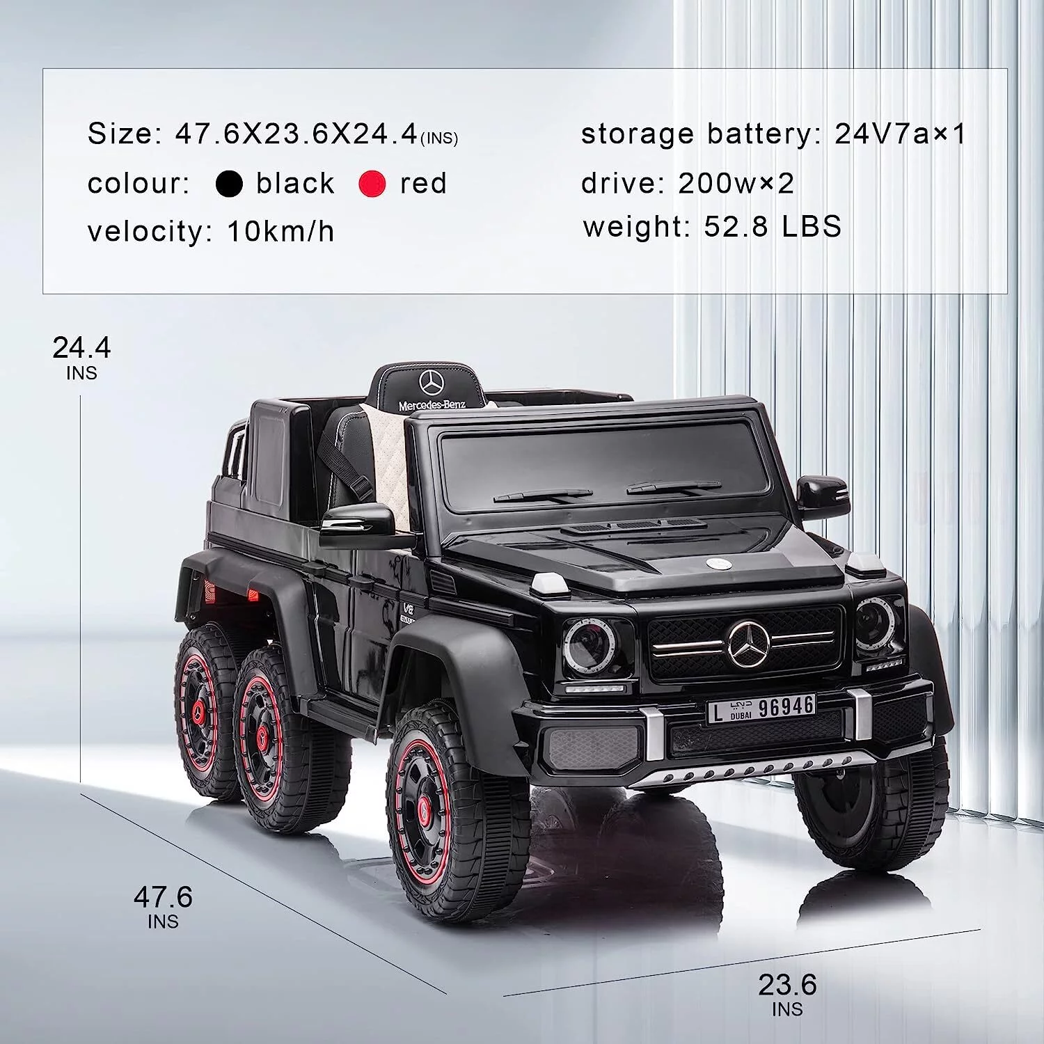 BATE 24V Powered Ride on Cars with 6 Wheels, Mercedes Benz Electric Car Vehicles with Remote Control, MP3 Player, Kids Ride On Toys for Boys Girls