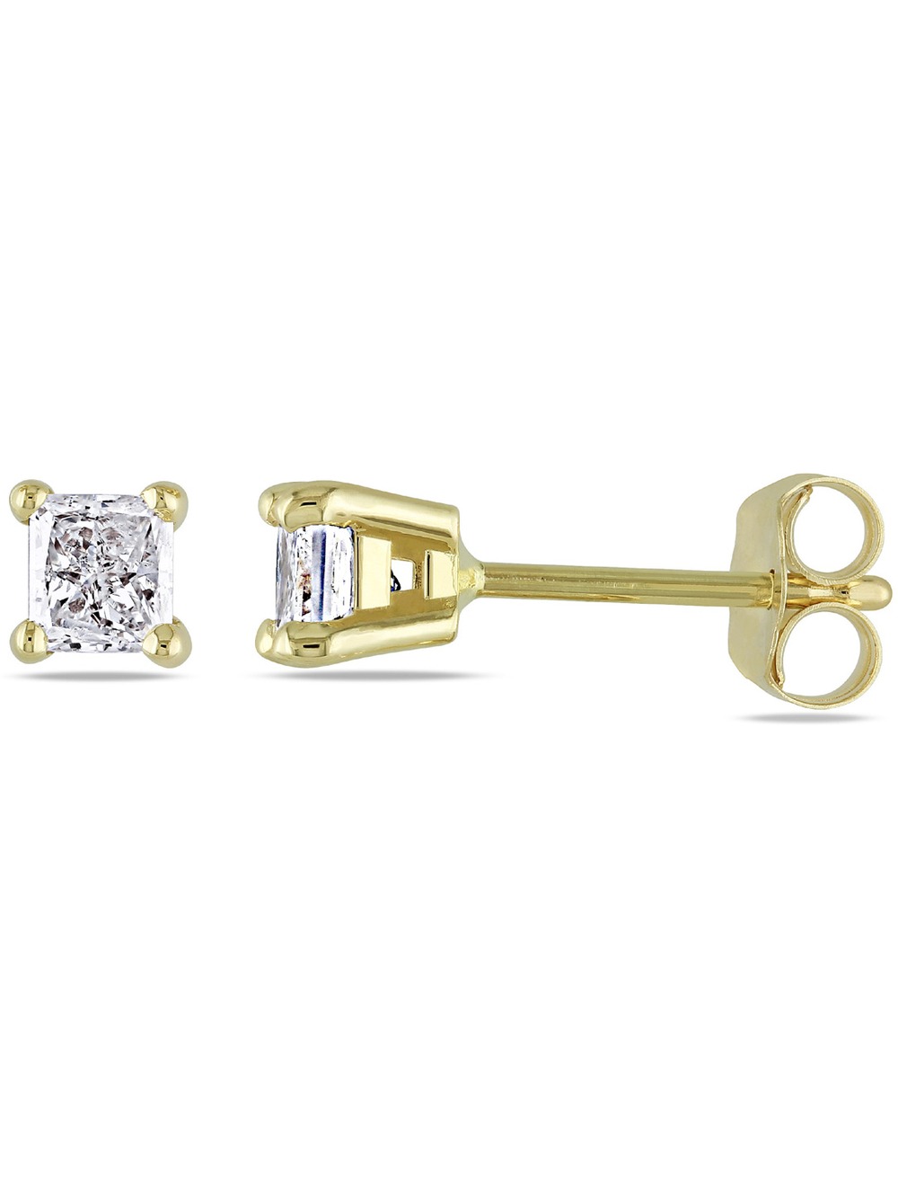 Princess Cut Diamond Solitaire Stud Earrings 1/2 Carat (Clarity I1-I2 Color H-I Ctw) in 14K Yellow Gold