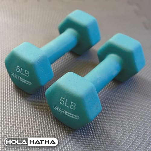 HolaHatha Neoprene Dumbbell Free Hand Weight Set with Rack, Ideal for Home Exercises to Gain Tone and Definition