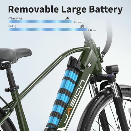 Jasion Roamer Electric Bike for Adults 1200W Peak Motor 528WH Removable Battery,up to 60miles 28MPH City Cruiser Ebike,26'' Commuter E Bike