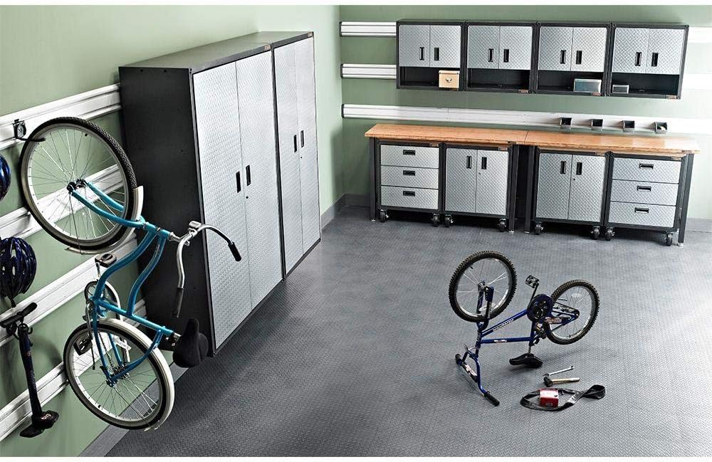 Gladiator GAWG28KDYG Ready-to-Assemble 3/4 Wall GearBox Steel Cabinet, Silver Tread