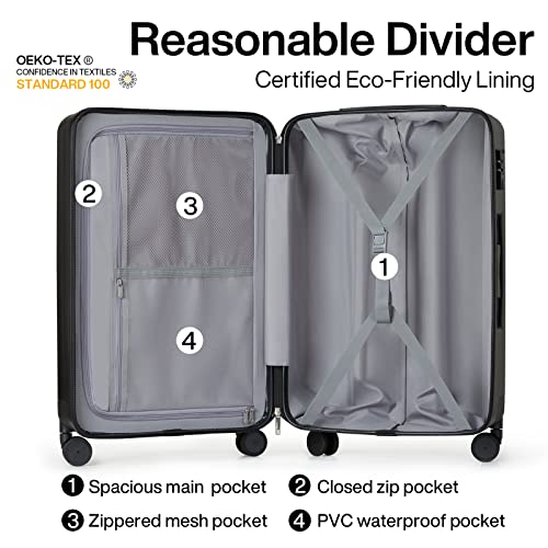 Hanke 29 Inch Luggage Suitcases With Spinner Wheels Lightweight PC hardside Rolling Suitcase With Travel Lock, Checked-Large 29-Inch(Blackish Green)