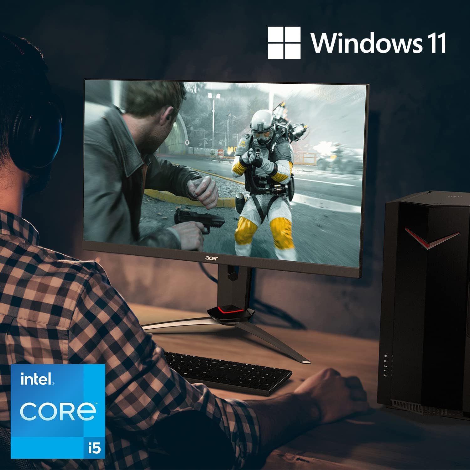 Acer Nitro 50 N50-640-UR12 Gaming Desktop | 12th Gen Intel Core i5-12400F 6-Core Processor | NVIDIA GeForce RTX 3060 | 16GB 3200MHz DDR4 | 512GB SSD