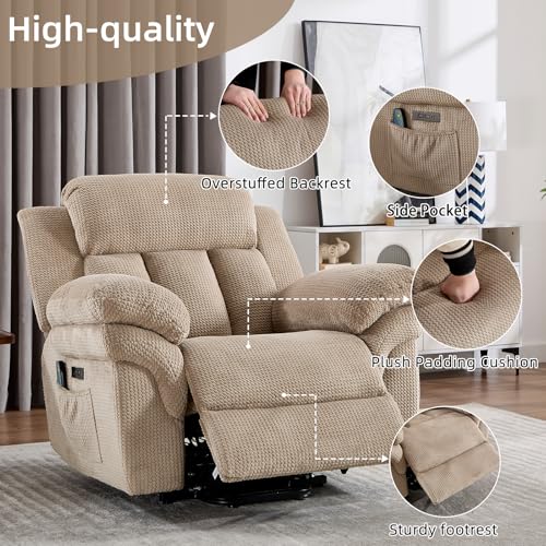 CANMOV 46" Wide Oversize Power Lift Recliner Chair, Extra Large Electric Lift Recliners for Elderly Big
