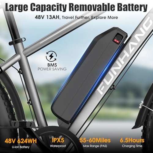 Electric Bike for Adults, Peak 1000W Ebike, 25MPH 60Miles Electric Mountain Bike, 26" Fat Tire Adult Electric Bicycle with 48V 13AH Battery