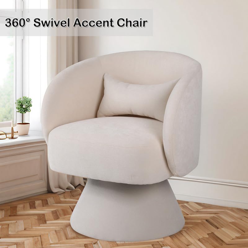 Swivel Barrel Chair, Modern Round Swivel Accent Chair Upholstered 360°Swivel Chairs for Living Room, Comfy Accent Arm Chairs for Nursery, Bedroom