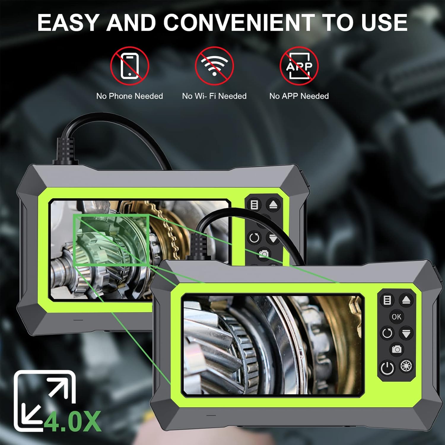 Dual Lens Video Endoscope Camera with Lights