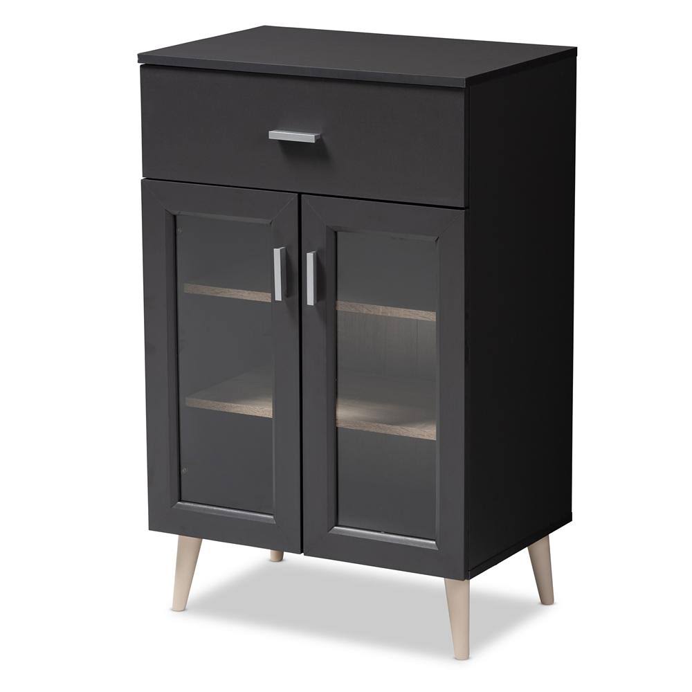 Baxton Furniture Jonas Modern Kitchen Cabinet Dark Grey/Oak