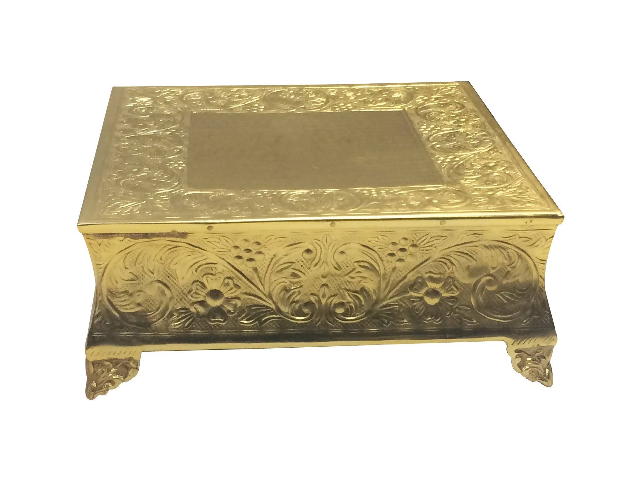 GiftBay Gold Wedding Cake Stand Square 18x22 Aluminum Metal