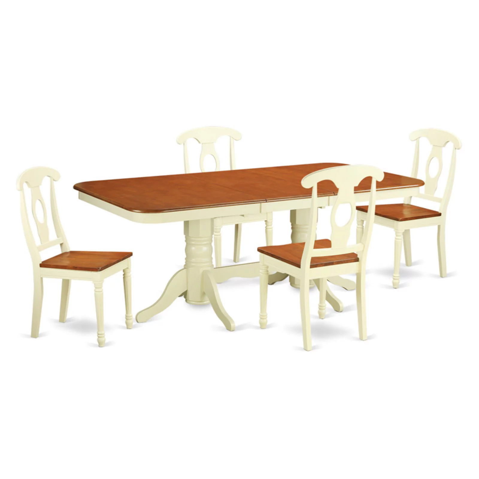East West Furniture  5 Piece Dining Table Set For 4-Oval Table With Leaf and 4 Kitchen Dining Chairs