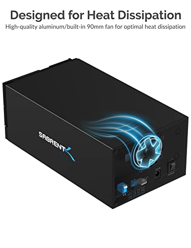 SABRENT USB 3.2 5-Bay 3.5” SATA Hard Drive Docking Station, Trayless Design, USB-C 10Gbps, Independent Power Switches, Locking Bays, Aluminum Cooling