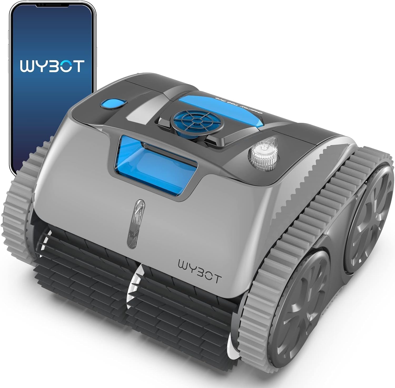 WYBOT Wall Climbing Robotic Pool Cleaner with APP, Excellent Suction Power, Smart Navigation Technology, 15000mAH Large Battery, LED Indicator