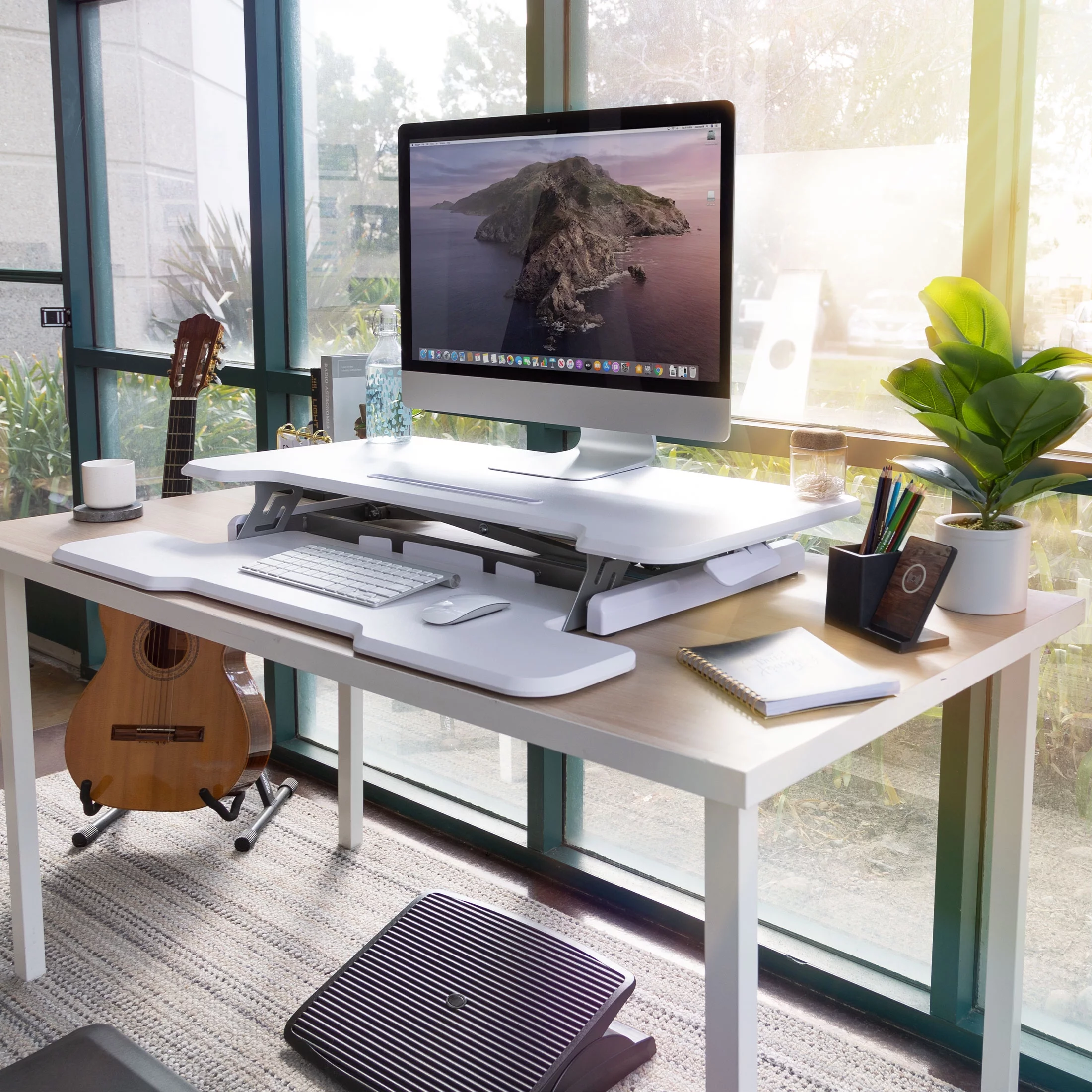 Mount-It! Extra Wide Sit Stand Desk Converter | Ergonomic