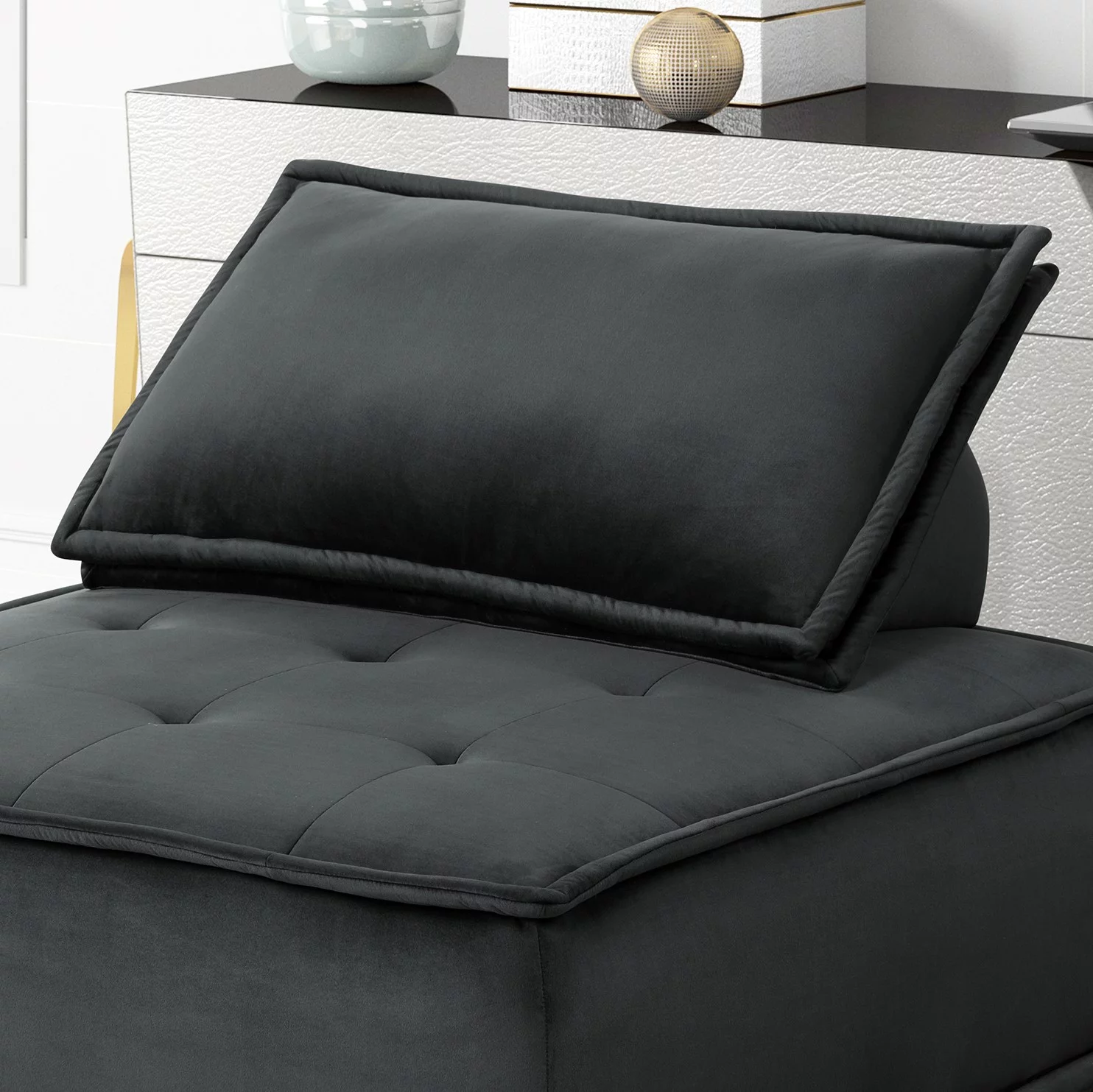 CoSoTower Armless Lounge Chair, Tufted Seat Foam Filled Seats with Pocket Coil Springs