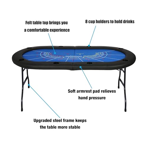 Premium 84" Poker Table Foldable with Chips Tray