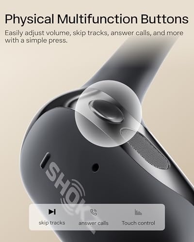 SHOKZ New OpenFit 2 Open-Ear Headphones, True Wireless Bluetooth Earphones with Microphone, Earhook Earbuds with 48 Hours of Playtime, Fast Charging
