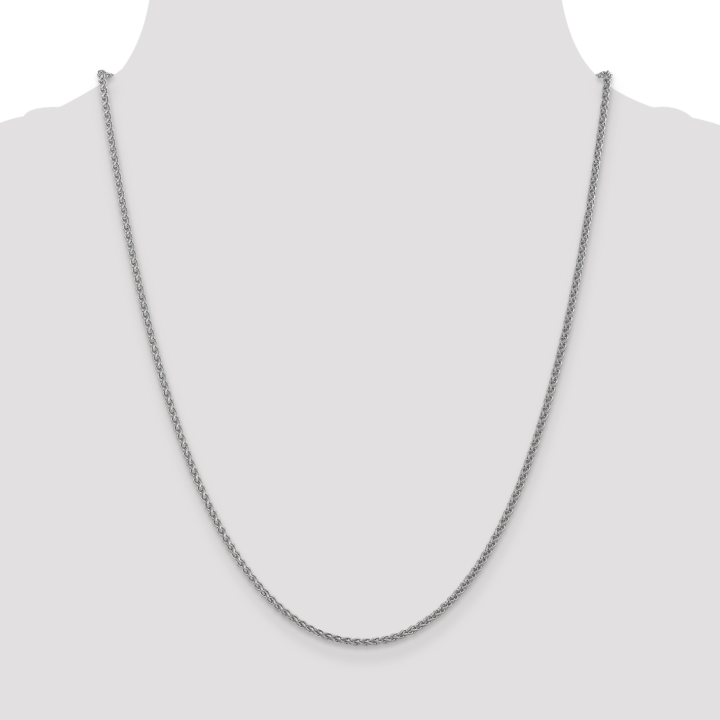 Carat in Karats 14K White Gold Ultra-thin Spiga With Spring Ring Clasp Chain Necklace (16 Inches x 1.05mm)