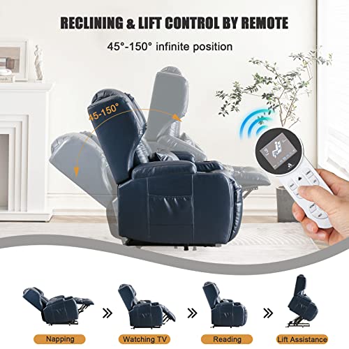 Lift Chair Recliner Power Lift Recliner Chair for Elderly Pregnant w/Massage Heat Infinite Position Electric Lift Recliner w/USB Port/Cup