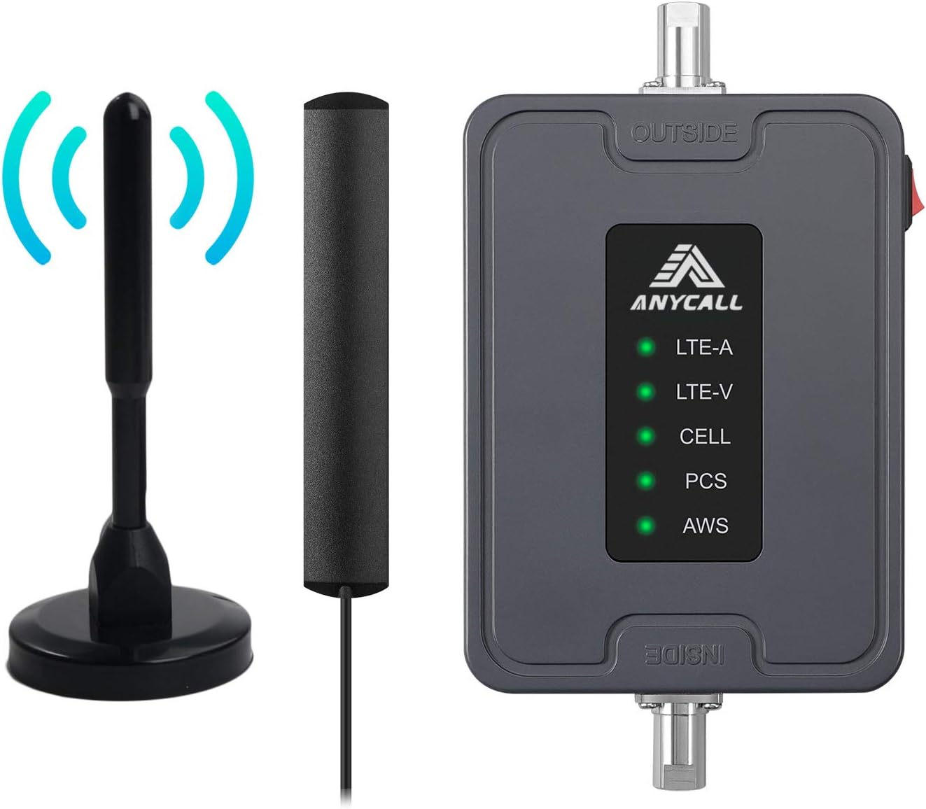 Cell Phone Booster for Car Truck Use 5 Bands Vehicle Cell Service Booster Signal Repeater for AT&T, Verizon, T-Mobile-GSM 3G 4G LTE Voice & Data