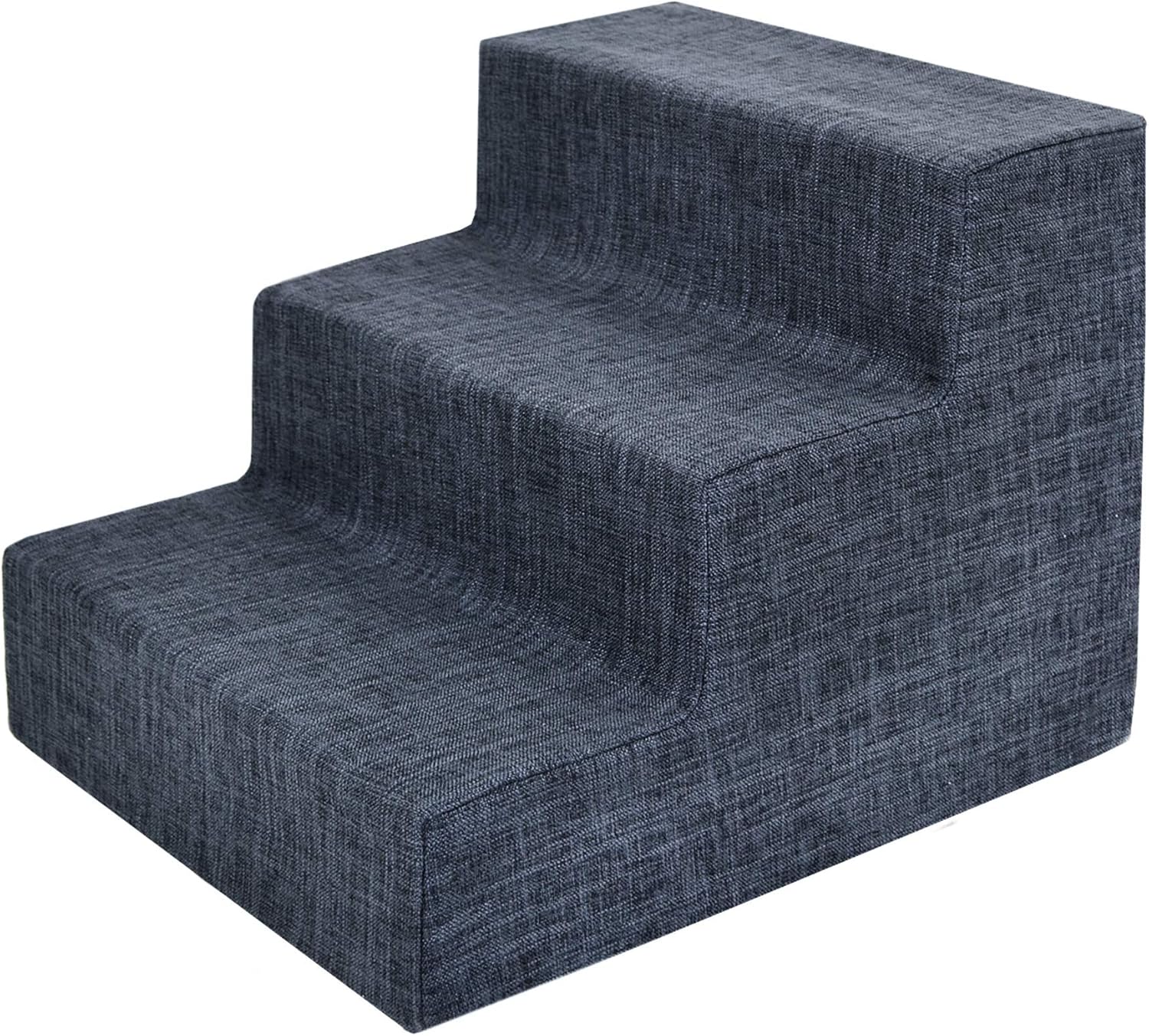 Best Pet Supplies Pet Steps and Stairs with CertiPUR-US Certified Foam for Dogs and Cats - Gray, 3-Step (H: 13.5") Pack of 2