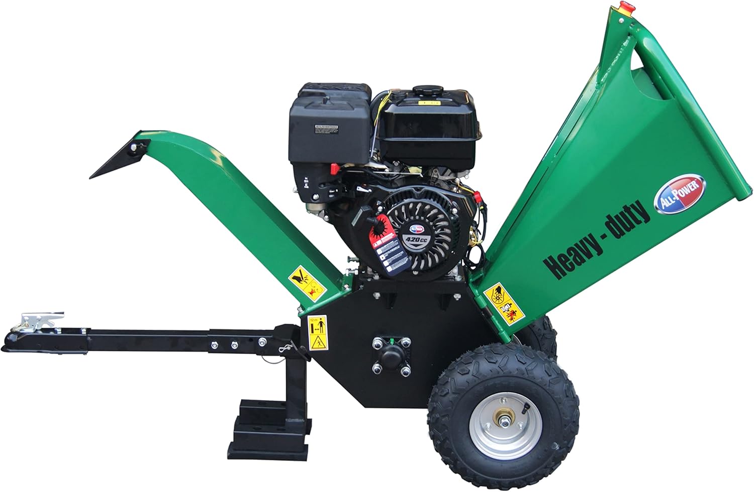 All Power America APWC420 Heavy Duty Durable Wood Chipper Shredder Mulcher-Max 6 Inch Cutting Diameter Capacity Gas Powered, 15HP 420cc, 6 inch