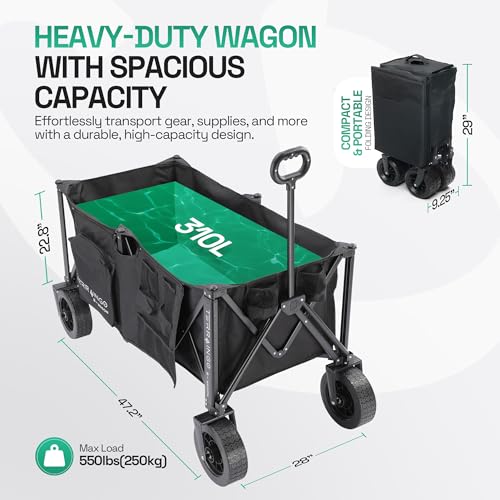 TerrainGO Beach Wagon Wheels for Sand | Quick-Change Interchangeable | Air-Filled Beach Cart Tires (for Extra Large Wagon Only. Will Not Work W/Large
