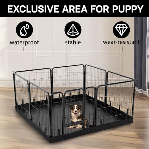 PJYuCien Dog Playpen Plus Storage Bag, 32" H 8 Panels Puppy Pen with Square Bottom, Heavy Duty Dog Fence for Puppies/Small Dogs