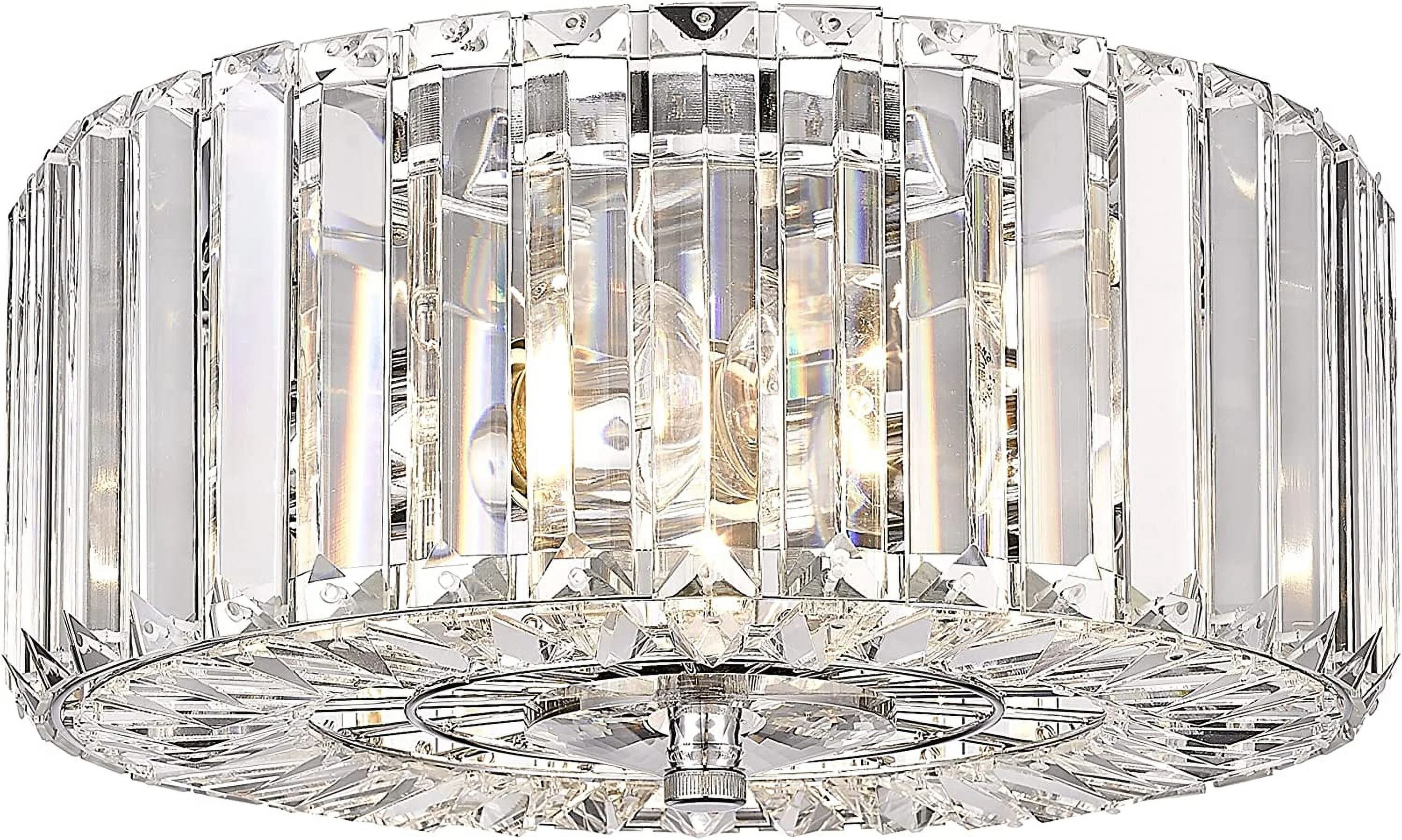 Farmhouse Crystal Round Flush Mount Modern Close to Ceiling Light Fixture