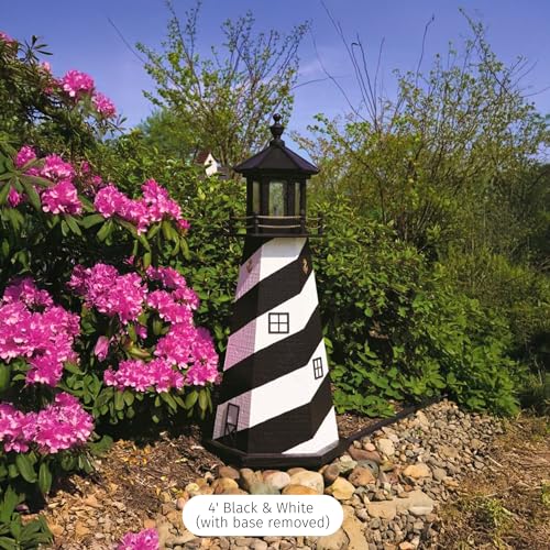 Cape Hatteras, NC Solar Lighthouse with LED Dusk to Dawn Lights, Outdoor Statues for Garden, Solar Lights Outdoor Waterproof Patio Decor
