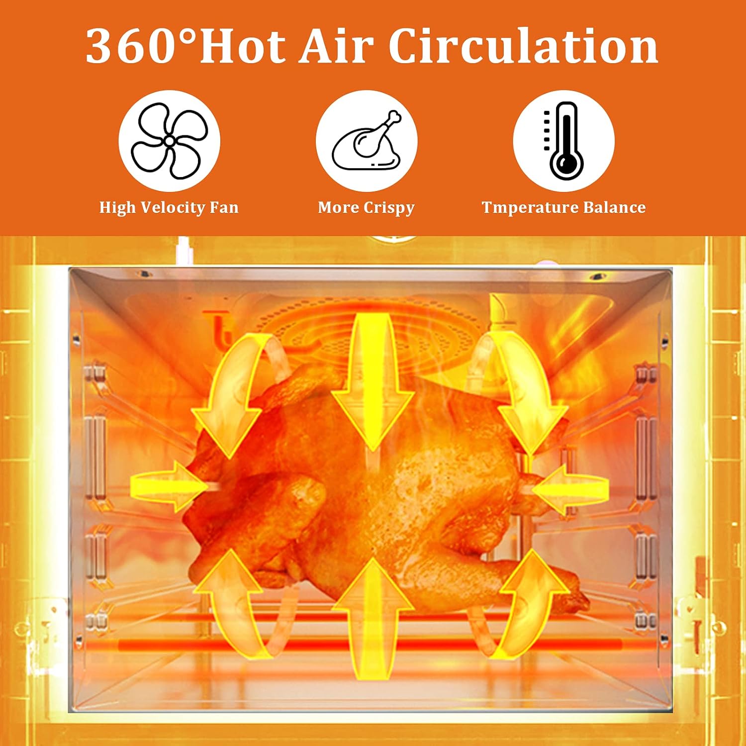 Air Fryer, 12.7-Quarts Air Oven, Rotisserie Oven, 1700W Electric Air Fryer Oven with LED Digital Touchscreen