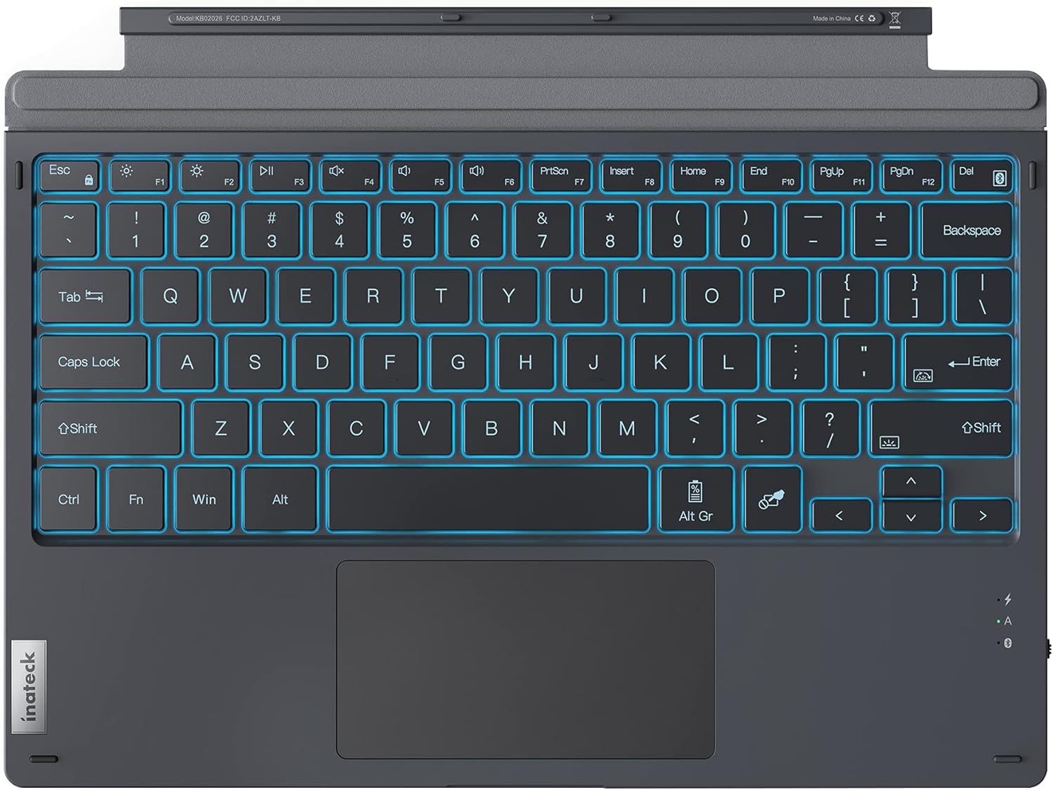 Inateck Surface Pro 7 Keyboard, Bluetooth 5.0, 7-Color Backlight, Compatible with Surface Pro 7/7+/6/5/4, KB02026 Gray Pack of 2