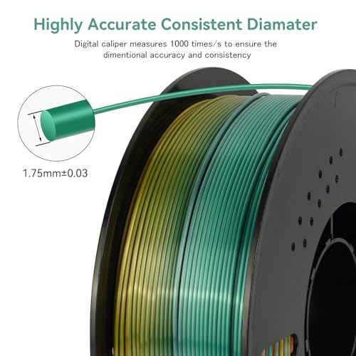 Kingroon Silk PLA Bundle 3D Printer Filament, Dimensional Accuracy +/- 0.03 mm, 10 kg Spool(22lbs)