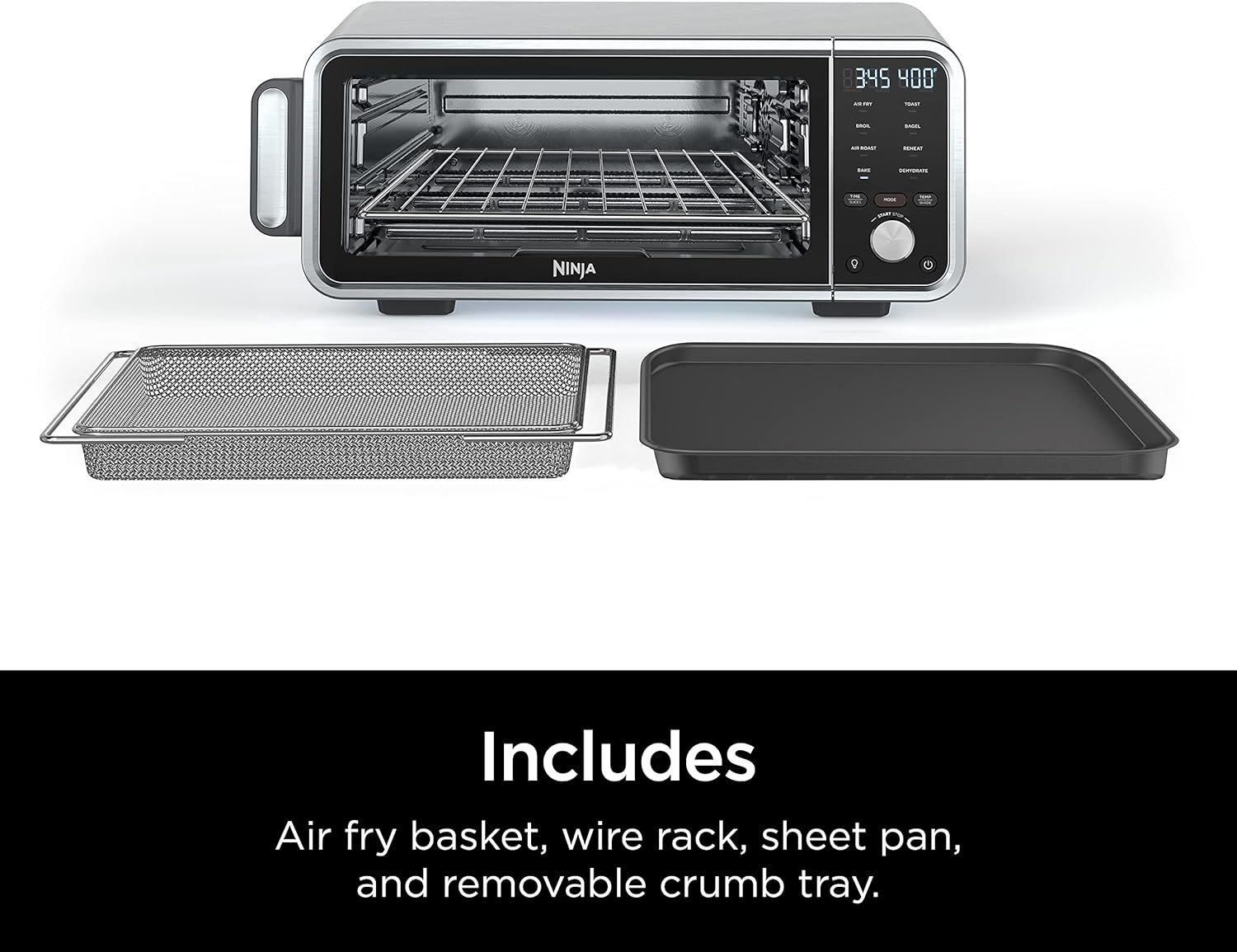 Ninja SP201 Digital Air Fry Pro Countertop 8-in-1 Oven with Extended Height, XL Capacity, Flip Up & Away Capability for Storage Space