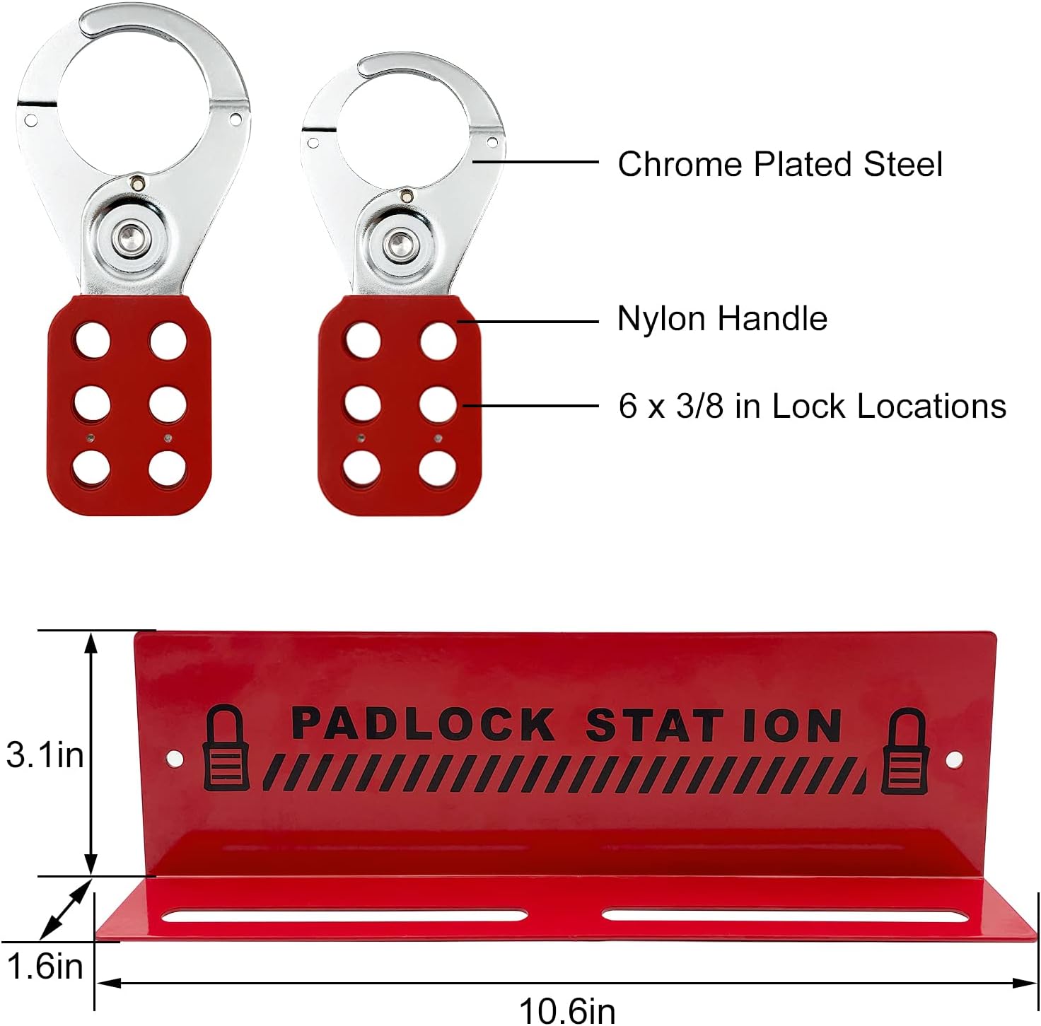 Lockout Tagout Station, Includes 10 Key Different Padlocks with Numbers, 2 Lockout Hasps, 20 Lockout Tags, 20 Nylon Cable Pack of 2
