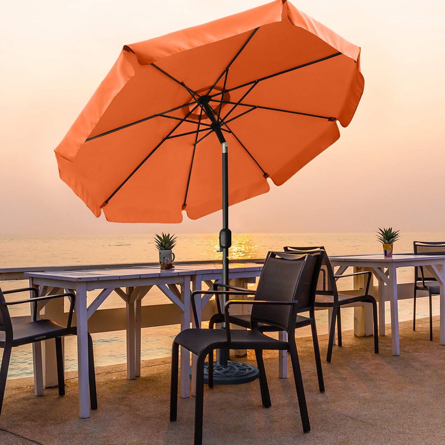 MASTERCANOPY Valance Patio Umbrella for Outdoor Table Market -8 Ribs (10ft, Dark Gray)