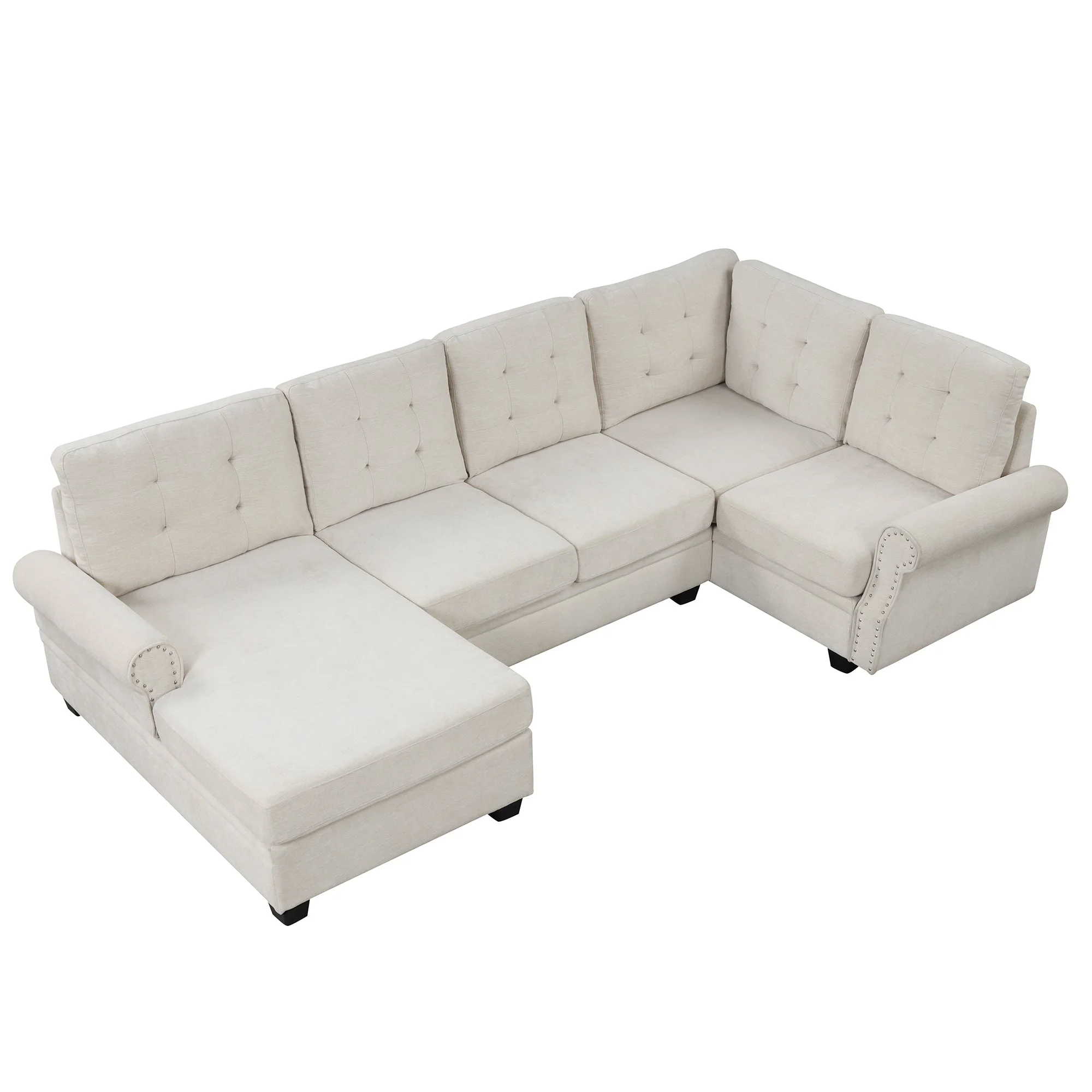 Aisha Modern U-Shaped Corner Sectional Sofa - Beige