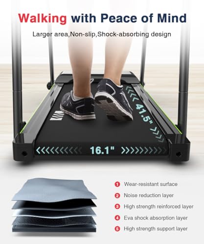 Redliro Walking Treadmill with Long Handrail for Balance, Recovery Fitness Exercise Machine Foldable for Home use with Holder for Phone & Cup