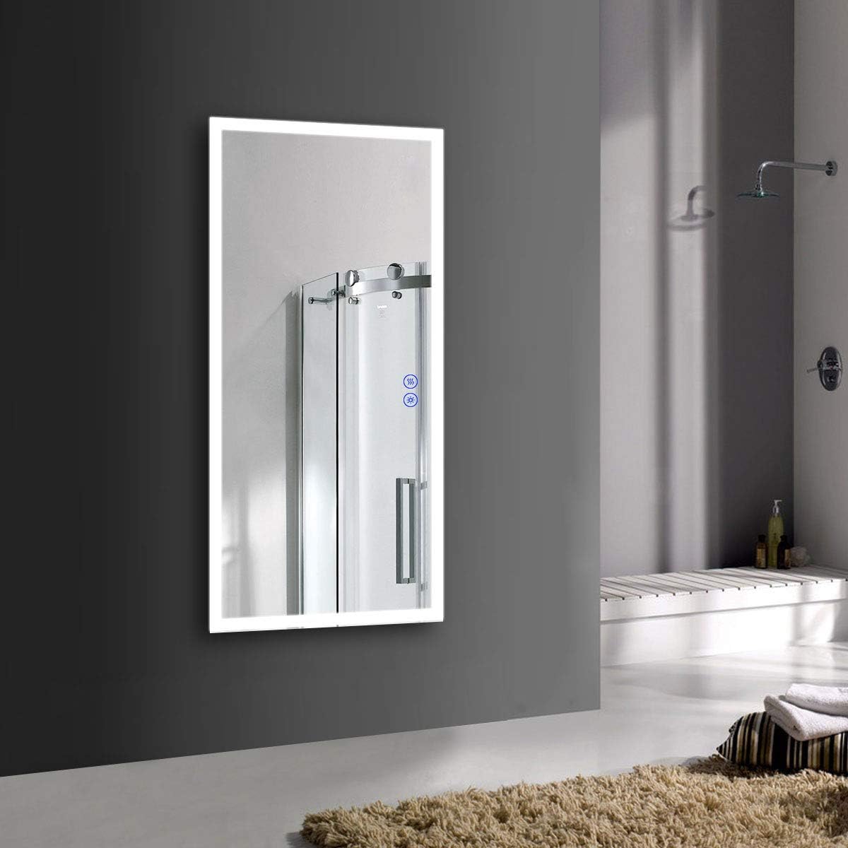 Dimmable LED Bathroom Mirror with Anti-Fog Function, 36x28 in Vertical & Horizontal Mount Illuminated Mirror with Touch Button, CRI>90