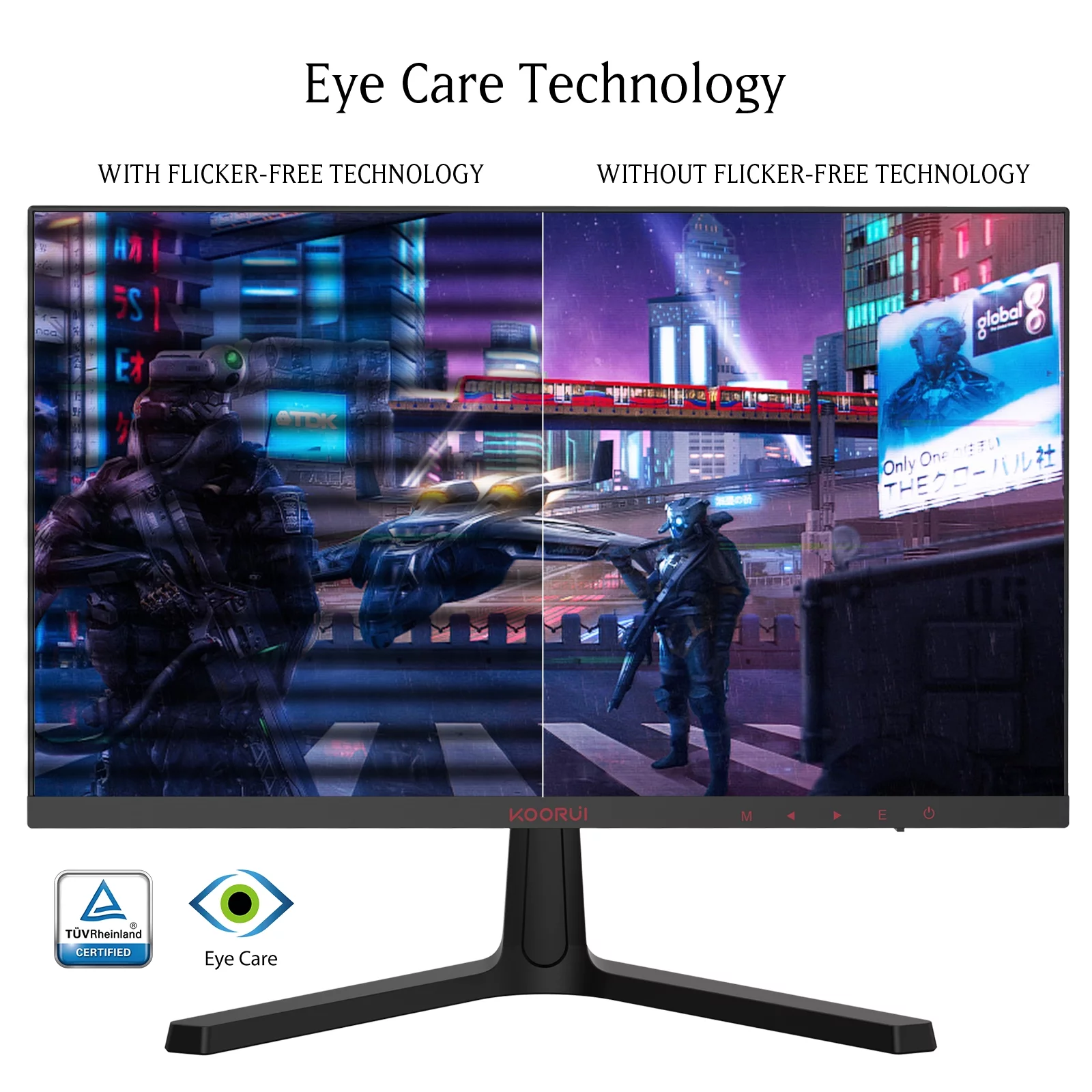KOORUI 24 inch High-Performance 165Hz/144Hz 1ms(MPRT) 100% sRGB Gaming Monitor,Adpitive sync,3-Side Borderless,FHD 1080P VA Computer Monitor