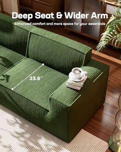 Marsail 142" Oversized Deep U Shaped Modular Sofa, Corduroy Cloud Couches with Deep Seats and High-Back Design