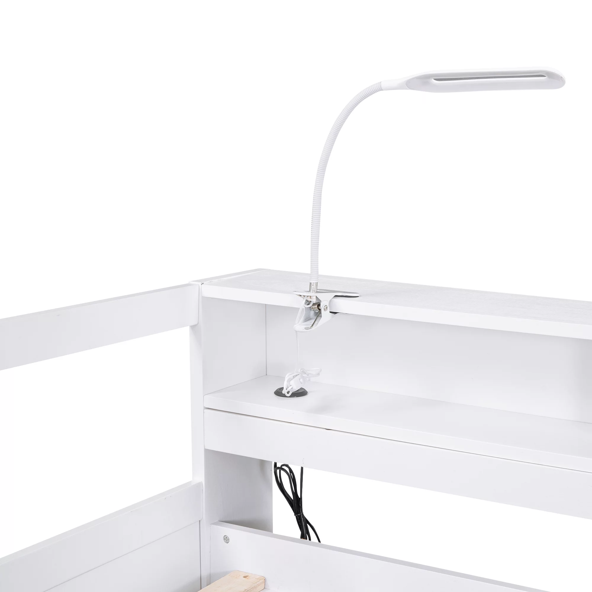 EUROCO Twin Platform Bed with Storage Shelf, Convertible Daybed with Night Light and USB Charging for Kids Teens Adults, 3 Beds in One, White