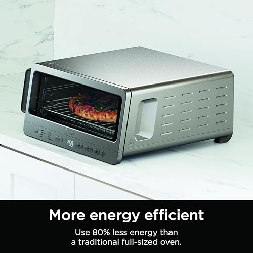 Ninja Digital Air Fry Countertop Oven, 8-in-1 Functionality, 1800W, Flip-Up Design, XL Capacity, Air Fry Basket, Wire Rack & Crumb Tray, Silver, SP101