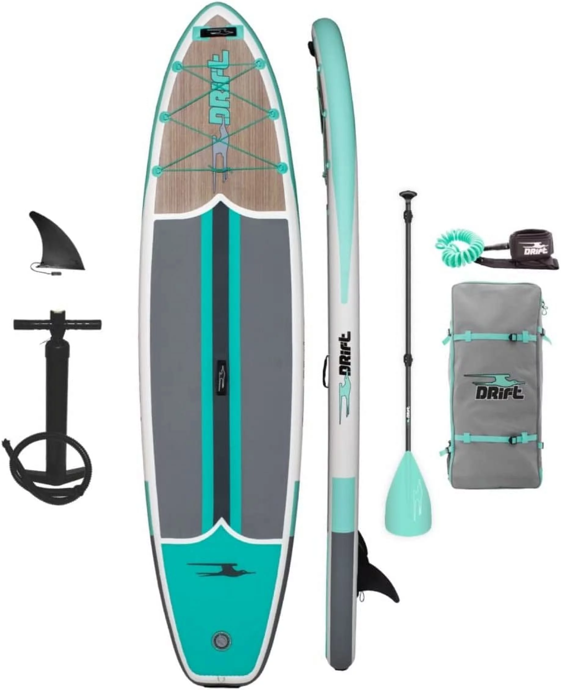 Drift Inflatable Stand Up Paddle Board - SUP Paddle Board and Accessories, Including Pump, Paddle, and More - Classic Woodgrain, Adult, 11'6
