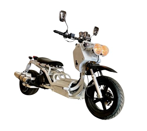 50cc Stretched Scooter Generation 1, Automatic Transmission, PMZ50-19, Wide 205/30-12 Rear Tire, Retro Speedometer, Gas Gauge