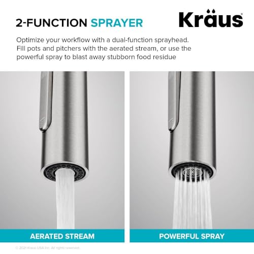 KRAUS Oletto Tall Modern Single-Handle Touch Kitchen Sink Faucet with Pull Down Sprayer in Spot Free Stainless Steel, KTF-3101SFS