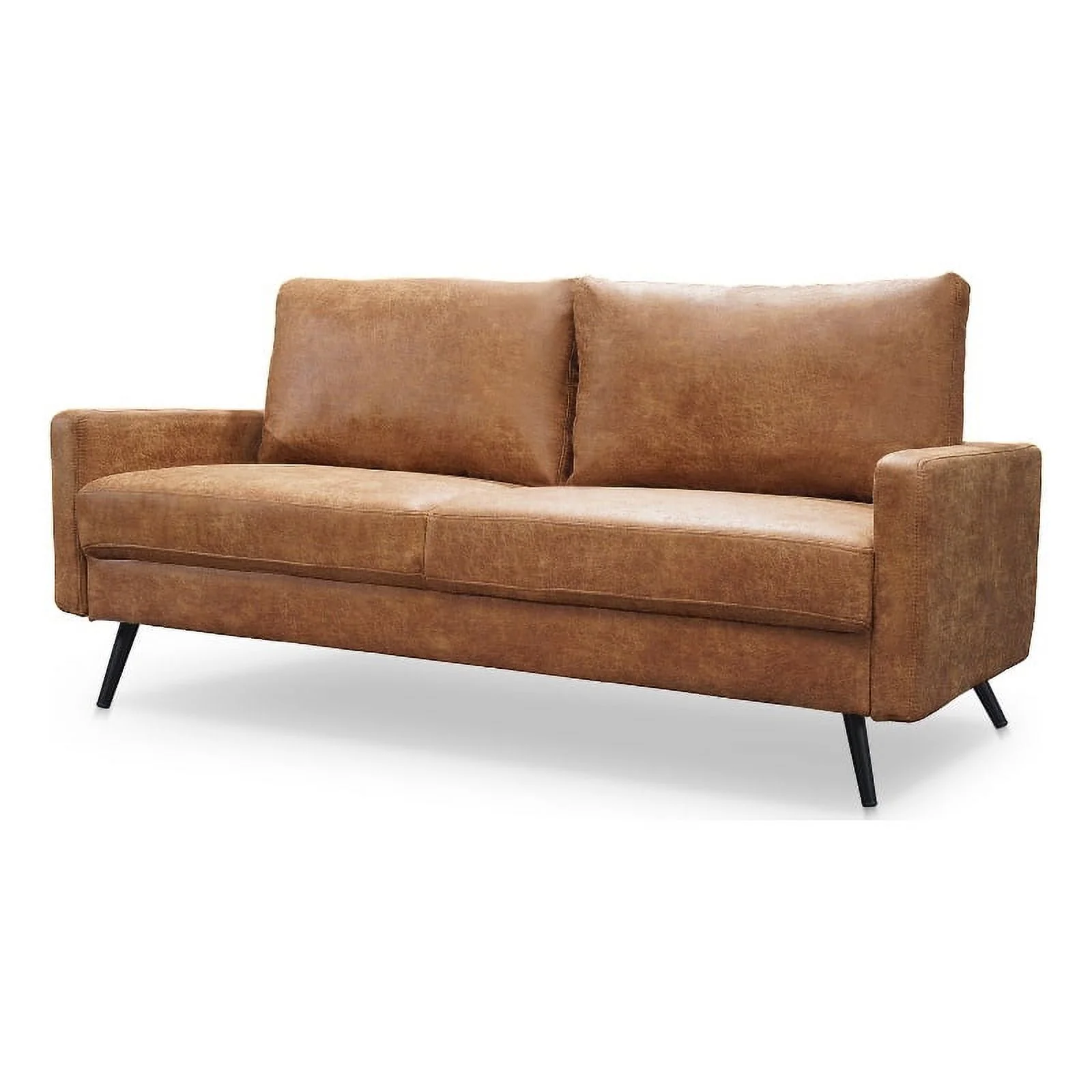 Pemberly Row 70" Upholstered Modern Leather Loveseat in Brown