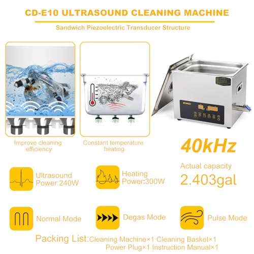 3L Ultrasonic Cleaner Dual-Frequency Professional Digital Stainless Steel Cleaning Machine with Heater Timer for Carburetor, Parts, Circuit Board