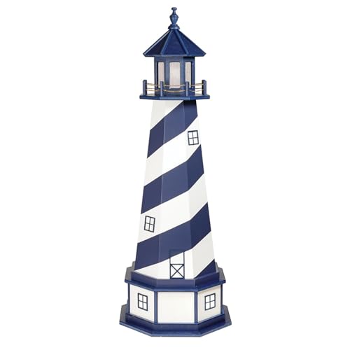 Cape Hatteras, NC Solar Lighthouse with LED Dusk to Dawn Lights, Outdoor Statues for Garden, Solar Lights Outdoor Waterproof Patio Decor