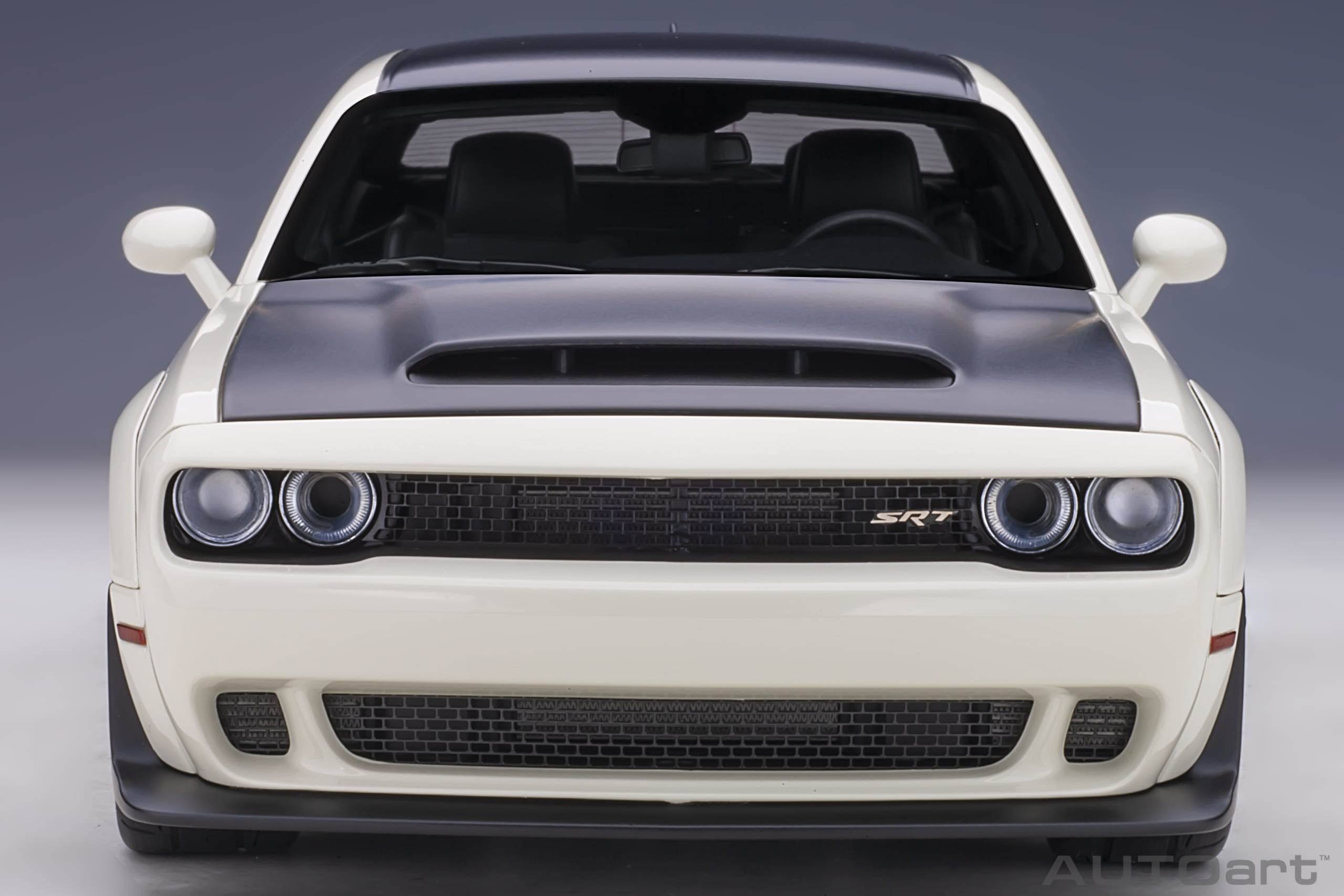 Dodge Challenger SRT Demon Knuckle White and Satin Black 1/18 Model Car by AUTOart